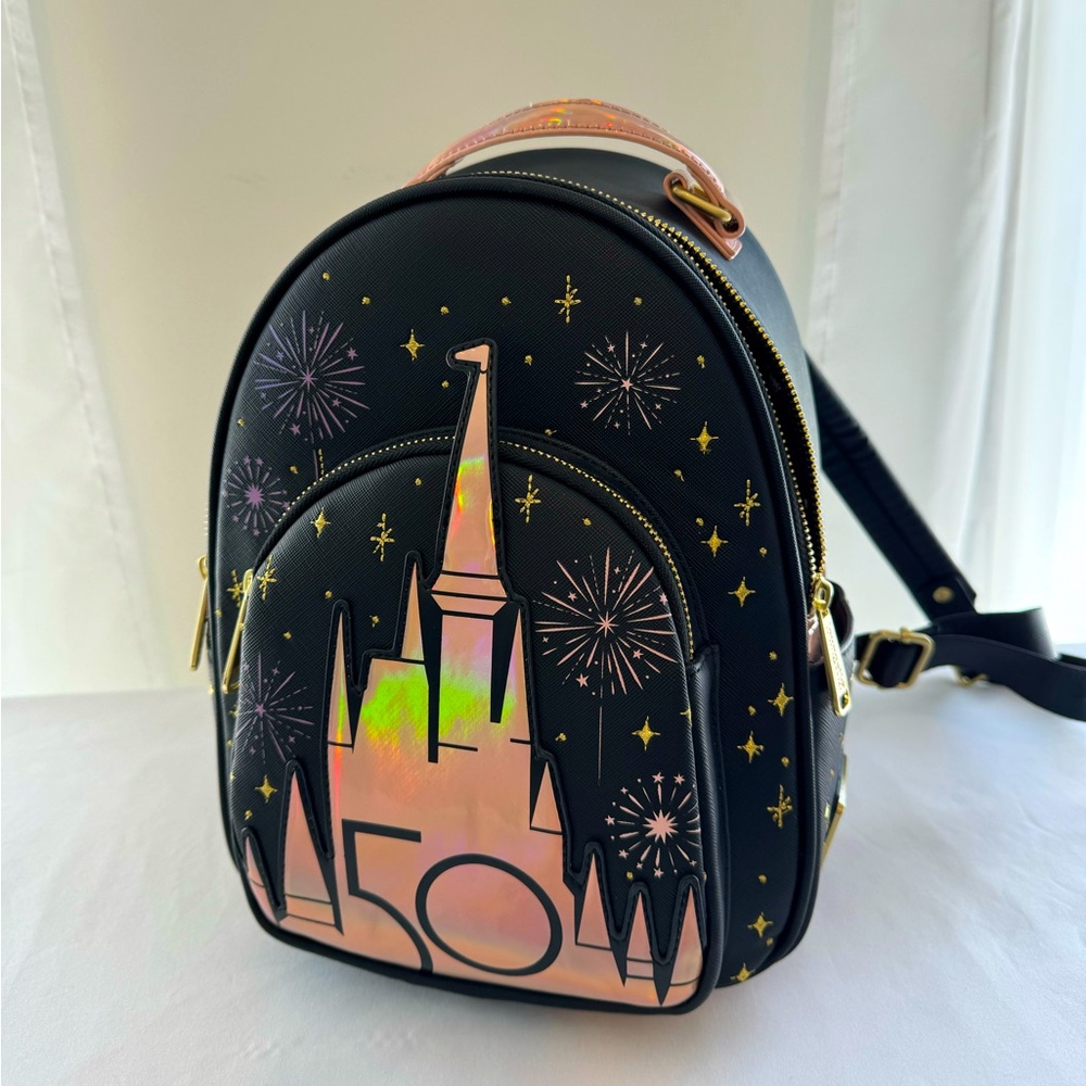 NWOT Walt Disney World 50th Anniversary Grand Finale Loungefly Mini Backpack